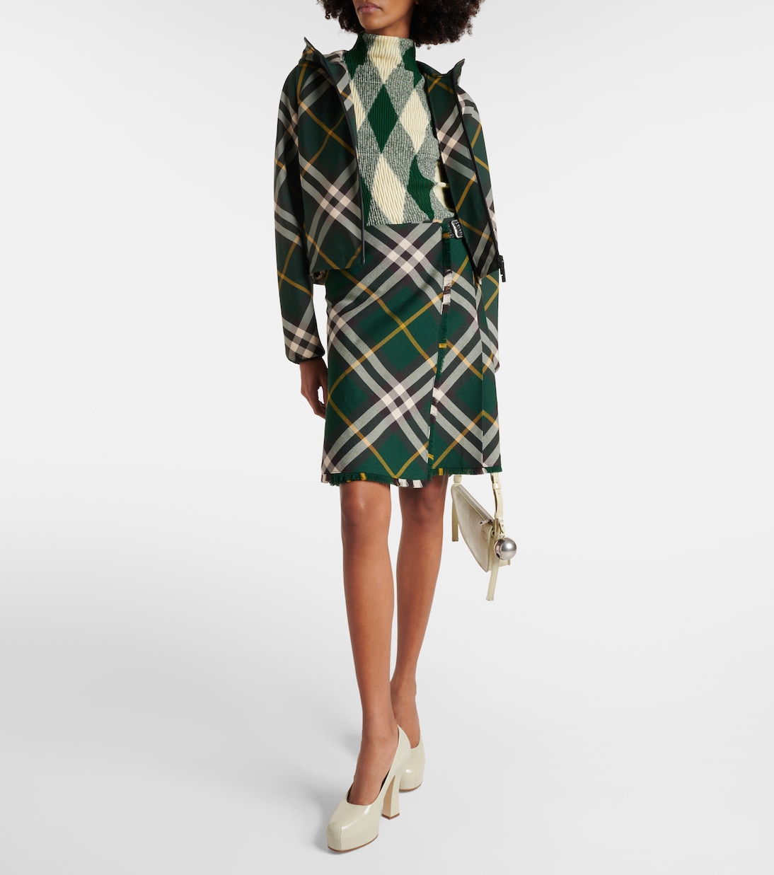 Свитер Burberry из хлопка и шелка с узором Аргайл Ivy Ip Pattern — фото 2