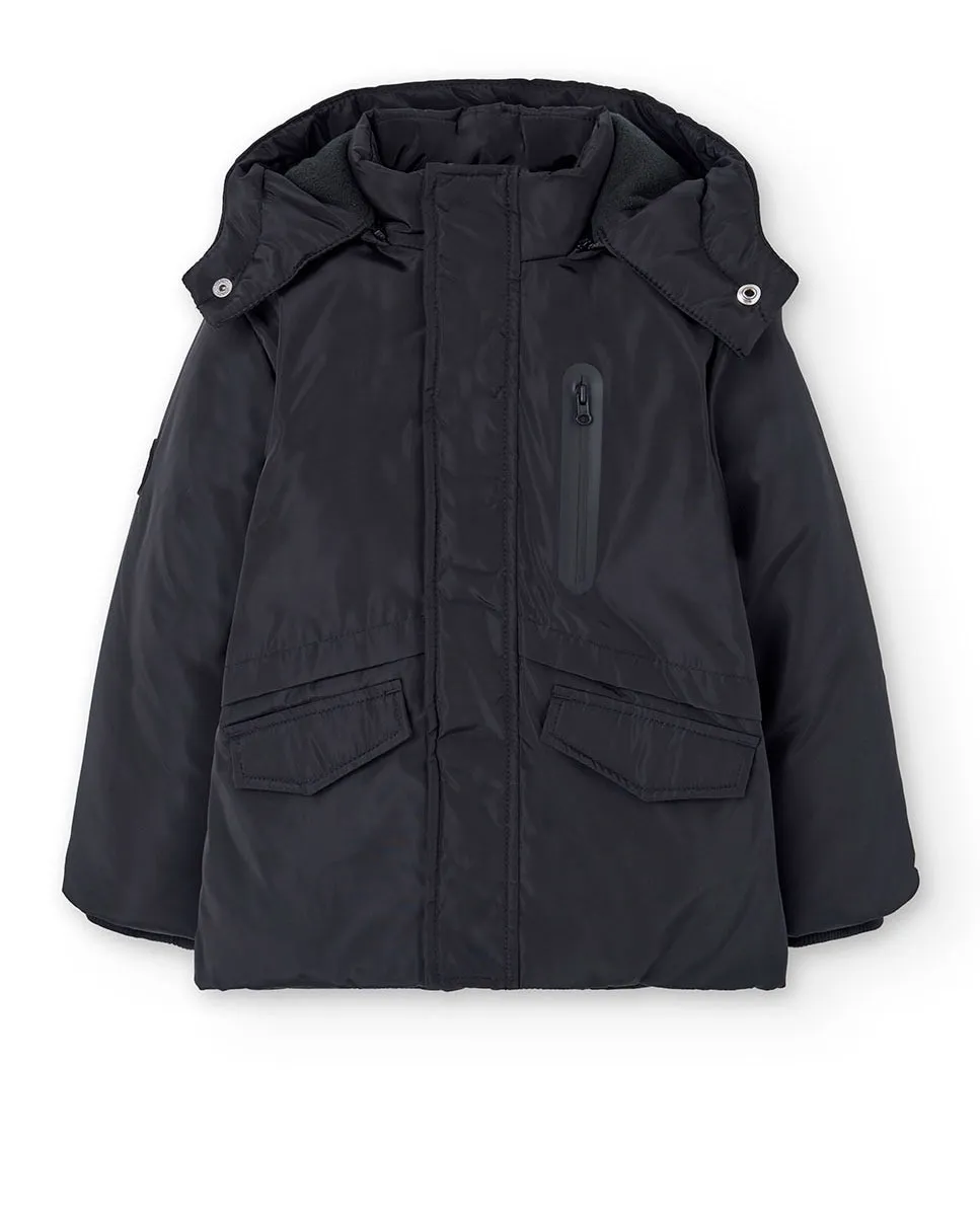 

Детская куртка-парка для мальчика с длинными рукавами и однотонная Boboli, черный