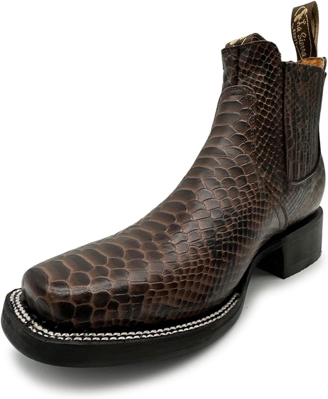 

Мужские ковбойские ботинки Western Shops из натуральной кожи с квадратным носком и тиснением под питона и змеи, короткие, до щиколотки The Western Shops, коричневый