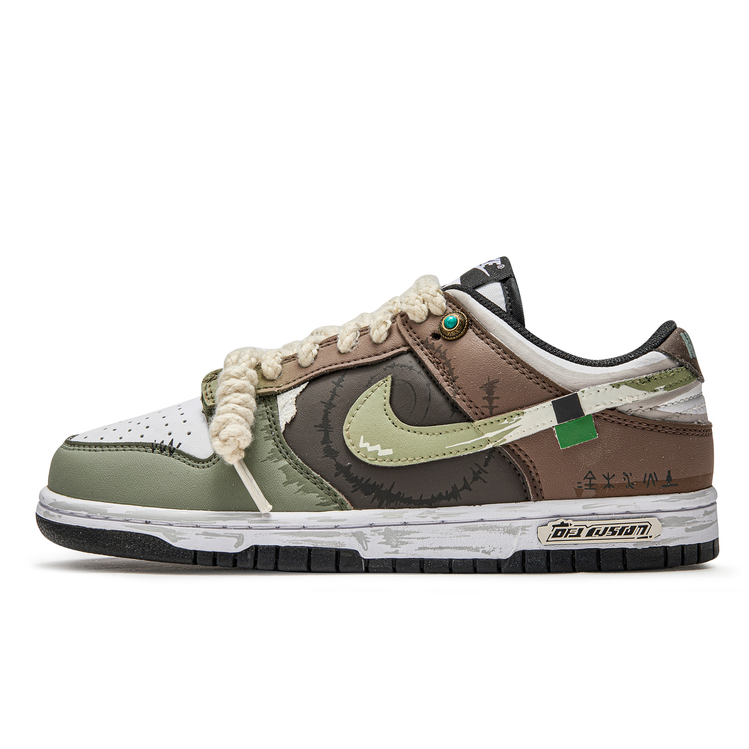 

Nike Мужские кроссовки для скейтборда Dunk Jungle Adventure Quick Dry, устойчивые к истиранию, сбалансированные, низкие, черно-зеленые