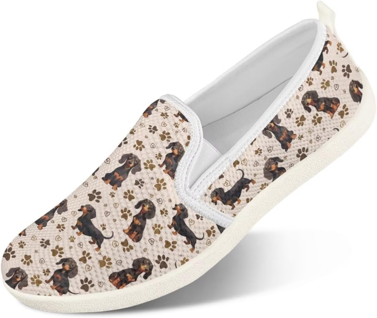 

Мужские туфли с животным принтом, слипоны, удобные лоферы, модные повседневные кроссовки, сетчатые плоские туфли, широкие, легкие, размеры 4-9 Twousenru, Dachshund Paw Prints