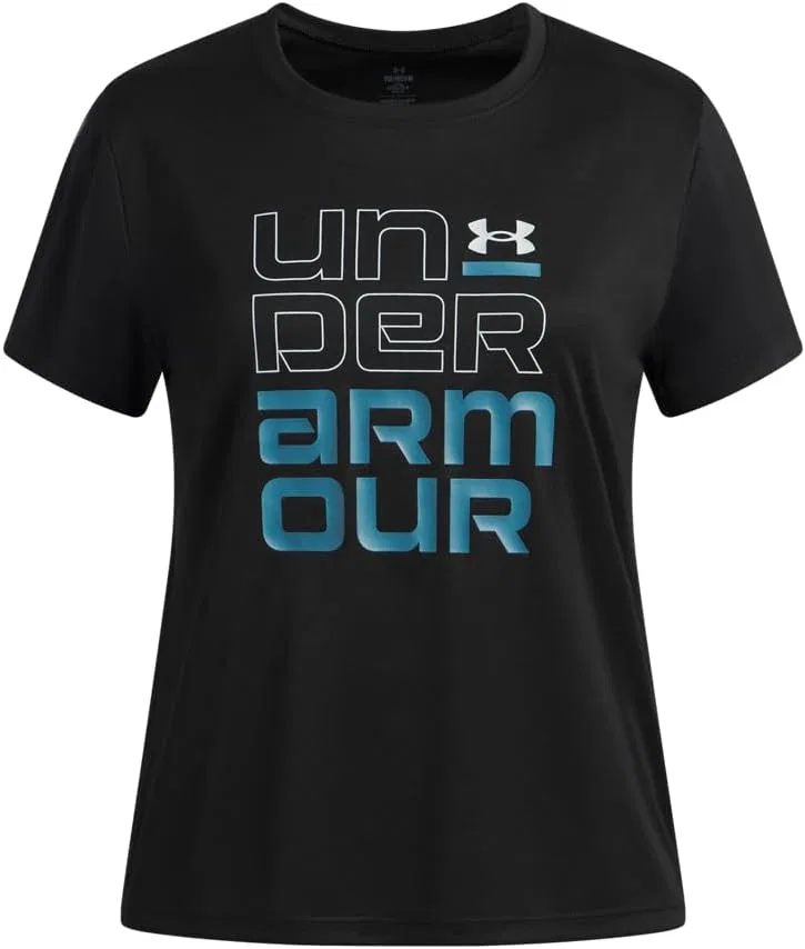Футболка детская Tech Split Wordmark Under Armour, Black / Boundless Blue