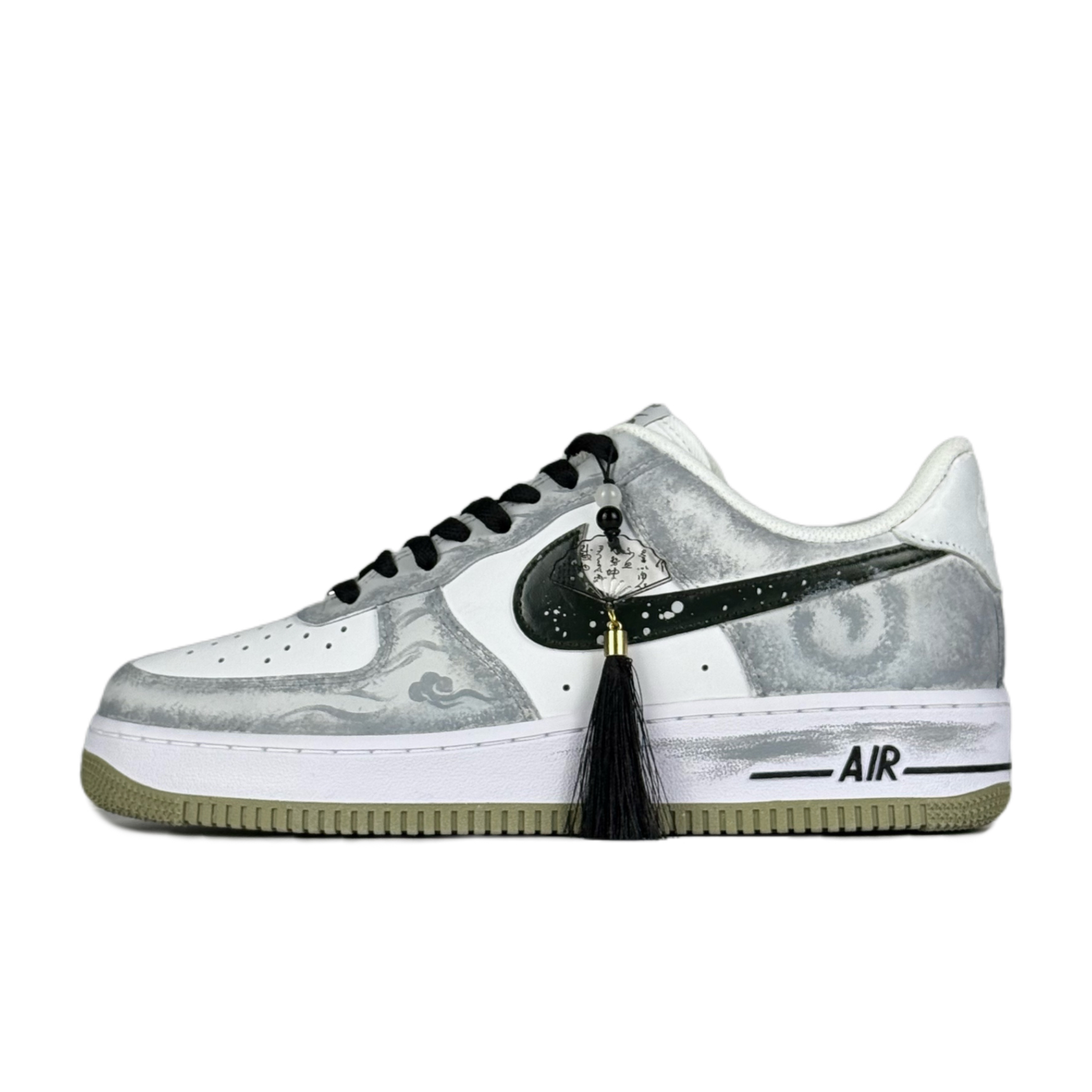 

Nike Кроссовки Air Force 1 Clouds And Ink Journey для скейтбординга, износостойкие, низкие, мужские, серо-белые
