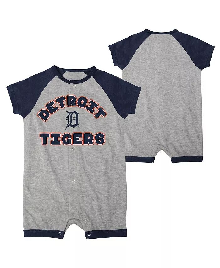 

Комбинезон-реглан на кнопках для мальчиков и девочек Heather Grey Detroit Tigers Extra Base Hit Outerstuff