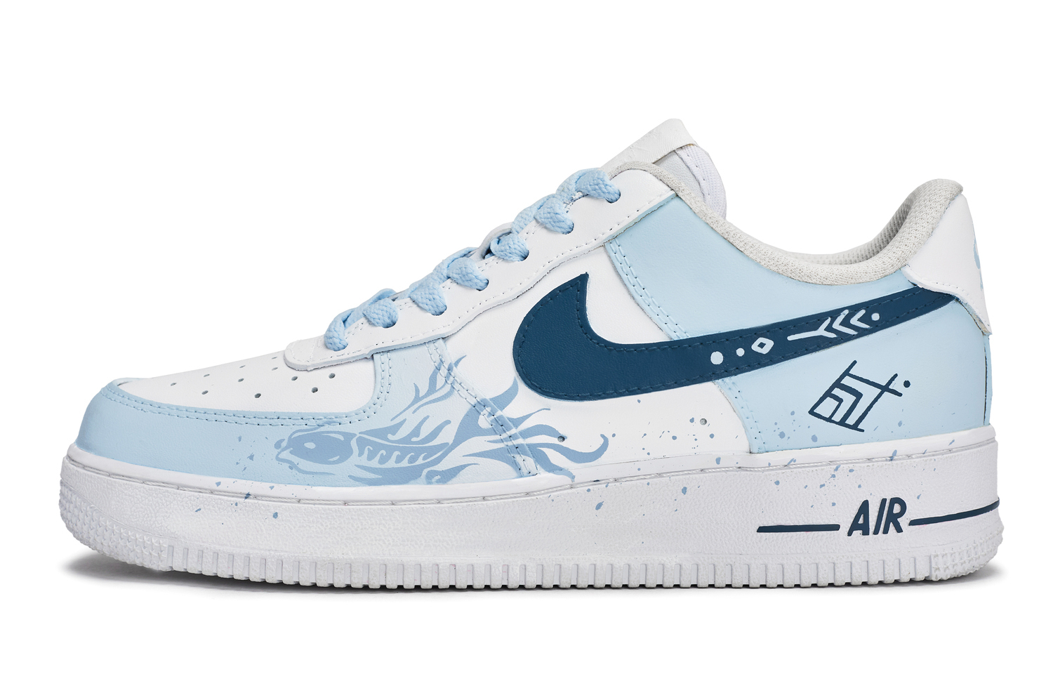 

Nike Air Force 1 Walking Planet, Ice Sea Ink Tide Slip Resistant Low top Skateboard Shoes бело-синие Unisex