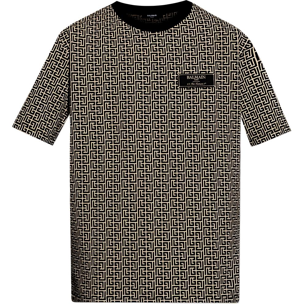 

Монограммная жаккардовая футболка BALMAIN, черный