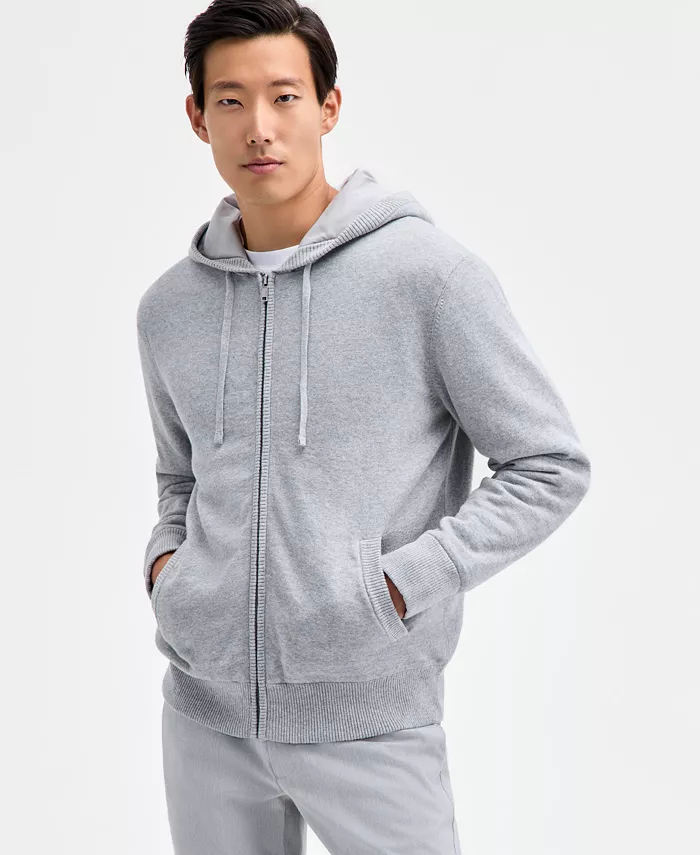 

Мужская толстовка Milano с длинными рукавами, двойной вязкой и молнией спереди Alfani, серый