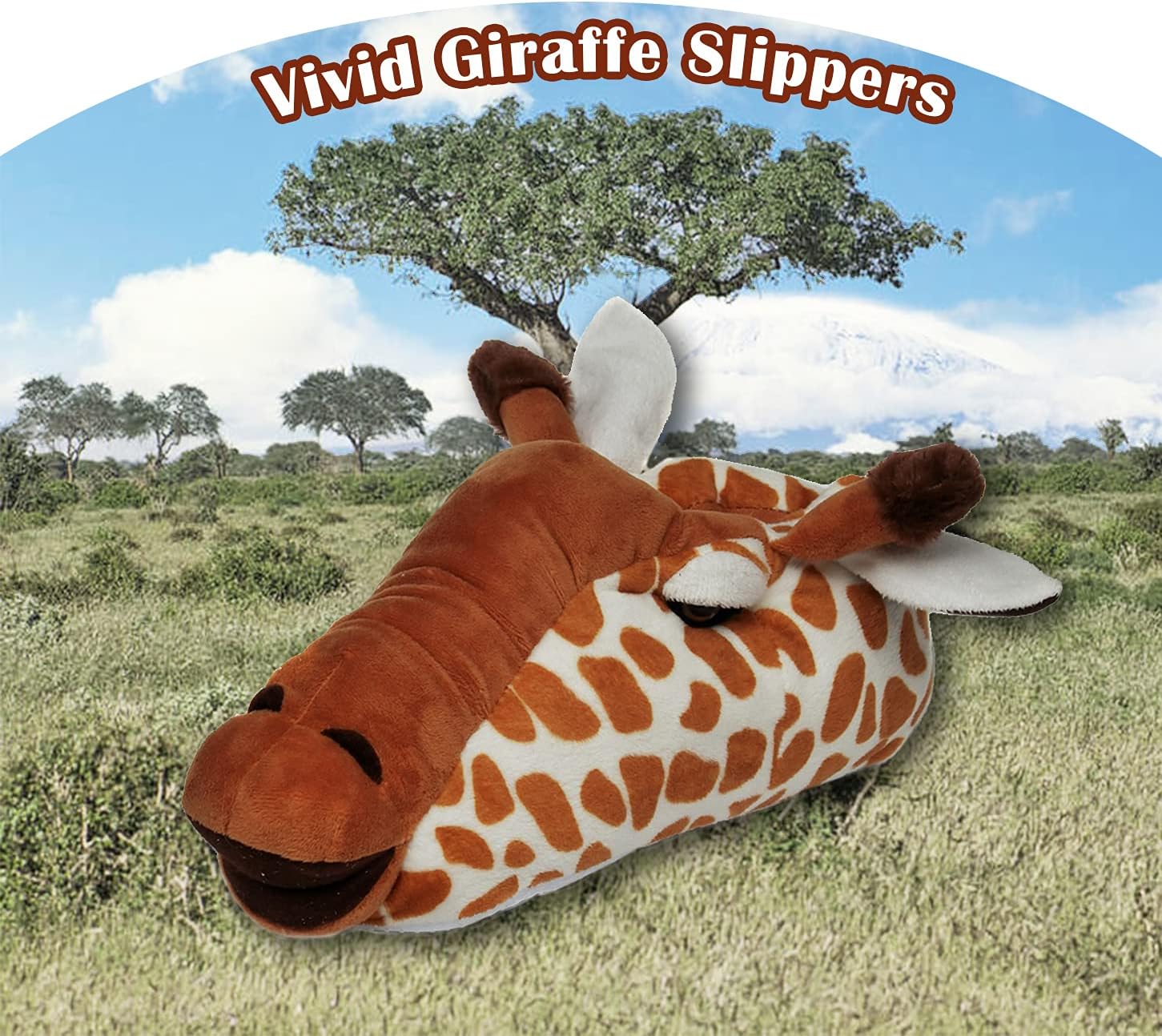 Пушистые зимние тапочки Onmygogo с животными для мужчин и женщин, Giraffe — фото 2