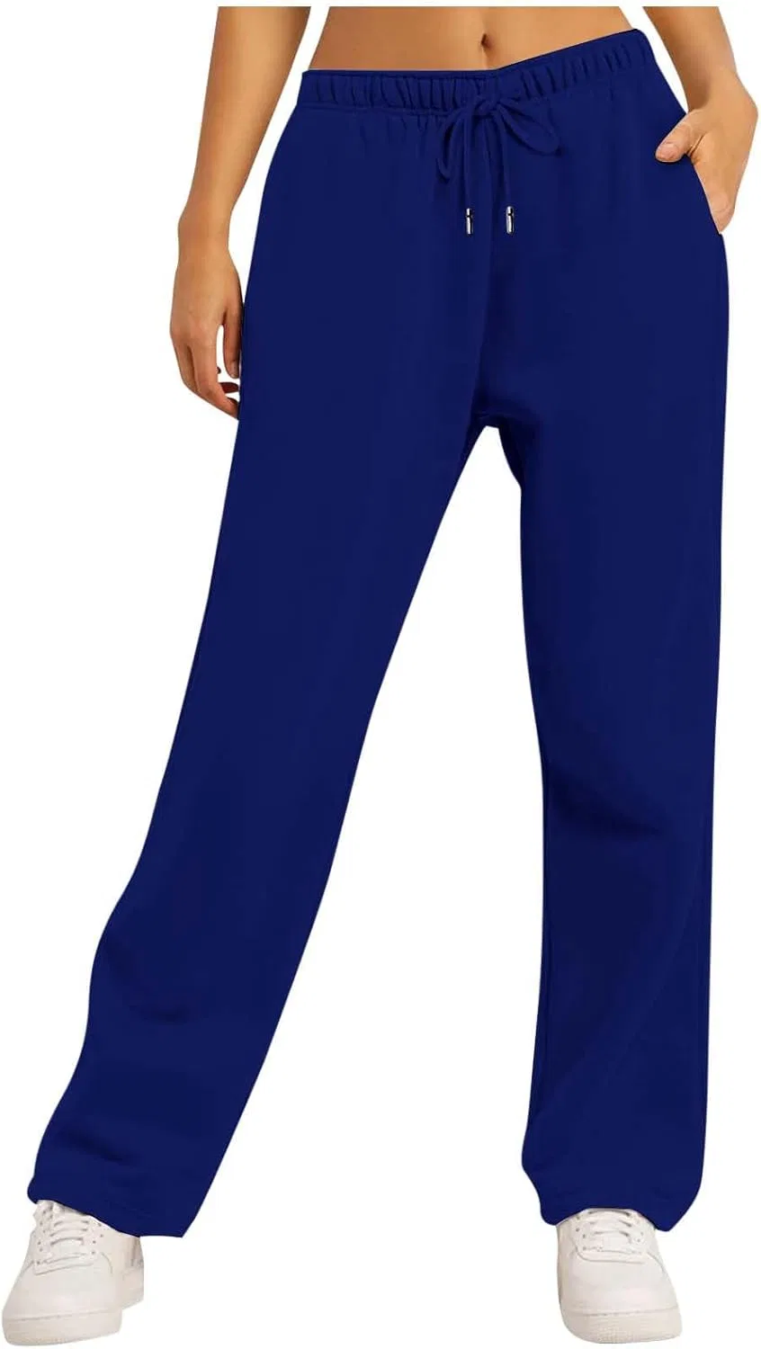 Широкие спортивные брюки с высокой талией, Generic, A25 Blue — фото 4