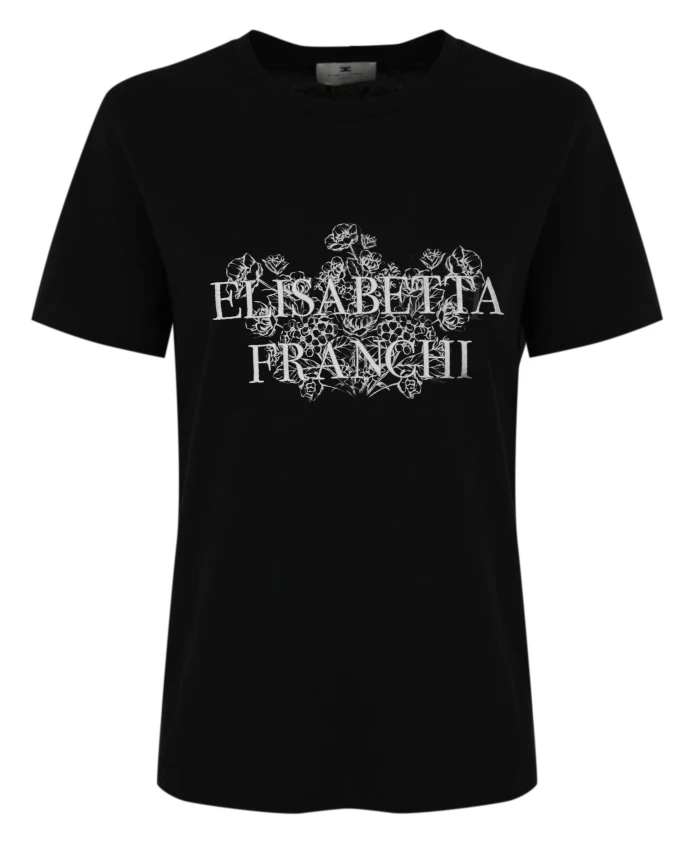 

Хлопковая футболка с логотипом. Elisabetta Franchi, черный