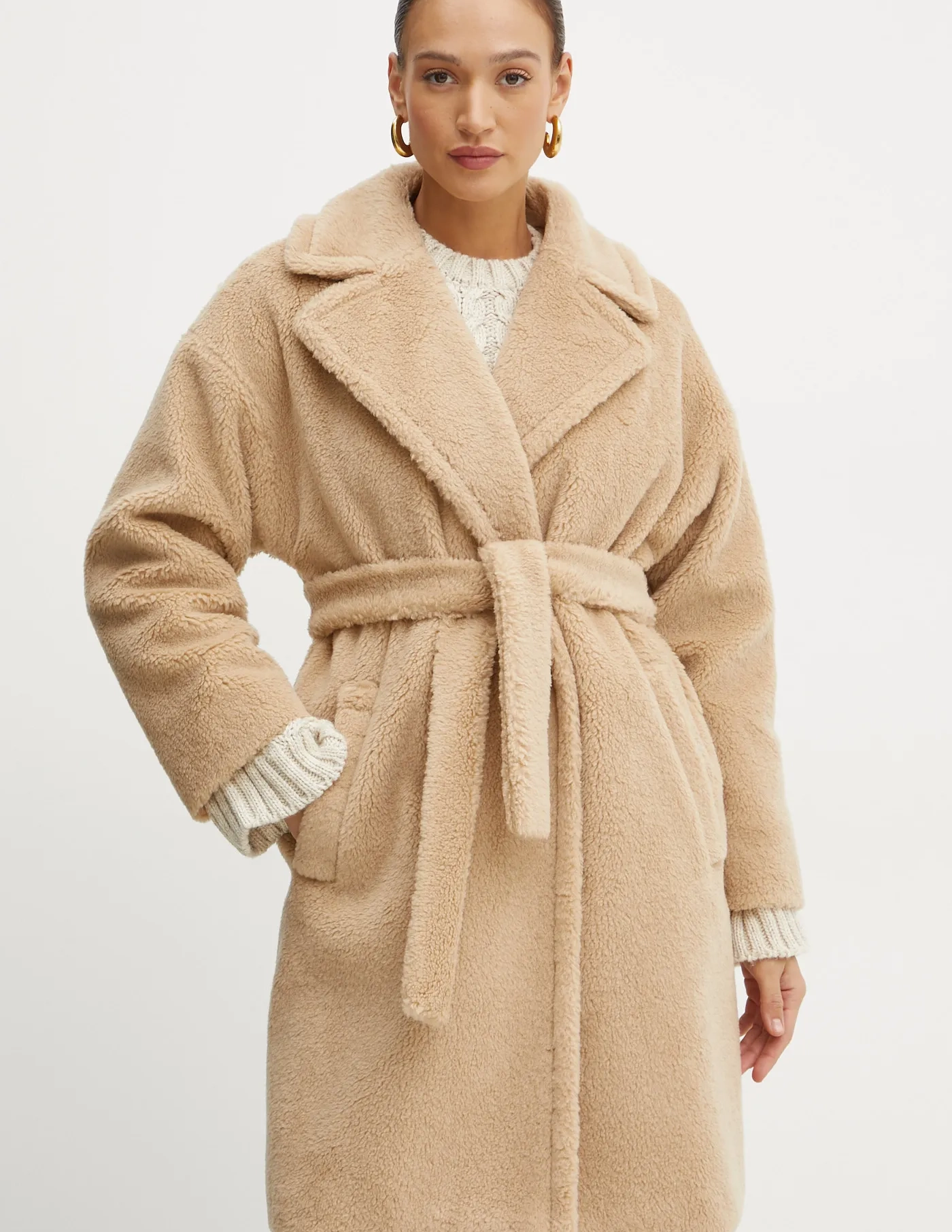 

Шерстяное плащ Weekend Max Mara, бежевый