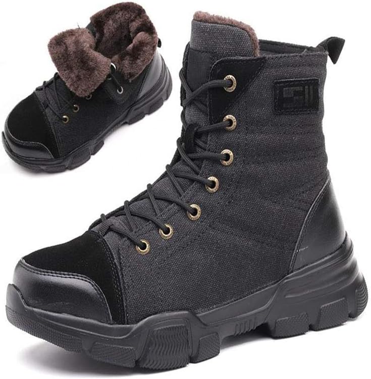 

Противоударные короткие ботинки с стальным носком, износостойкие, противоскользящие безопасные хлопковые ботинки Mnssrn-Mm, черный