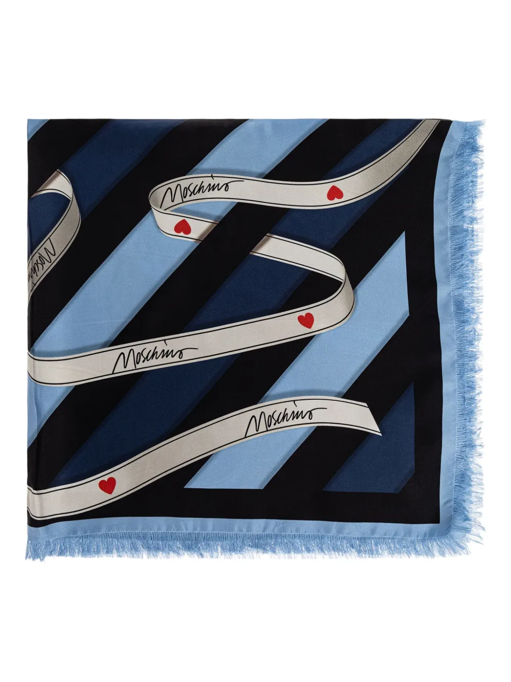 

Шелковый шарф в полоску Moschino, синий