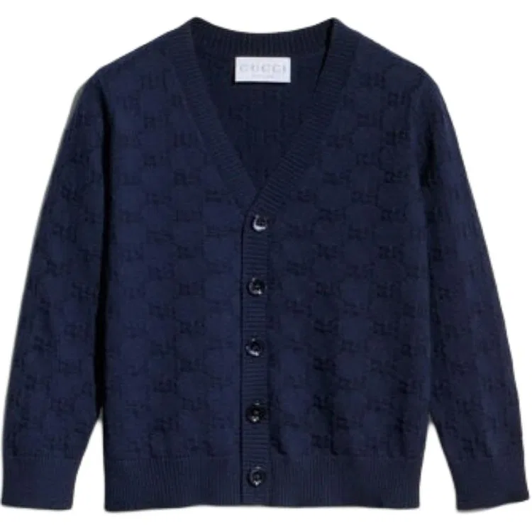Свитер детский V-образный вырез GUCCI Marine Blue