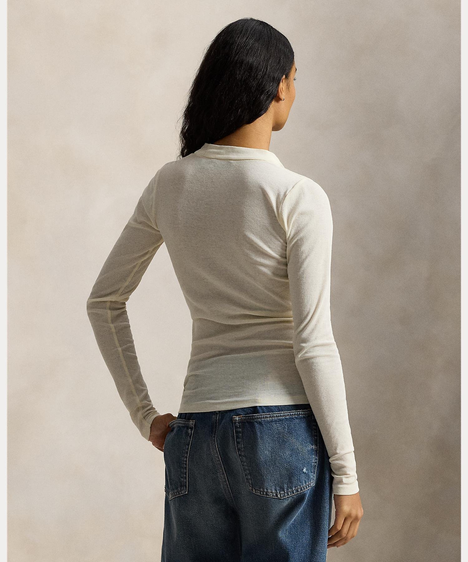 Рубашка-поло из ребристого хлопка Polo Ralph Lauren, 100 White — фото 2