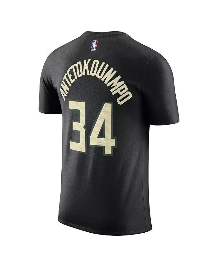 Мужская черная футболка с именем и номером Янниса Адетокунбо Milwaukee Bucks 2022/23 Statement Edition Jordan — фото 2