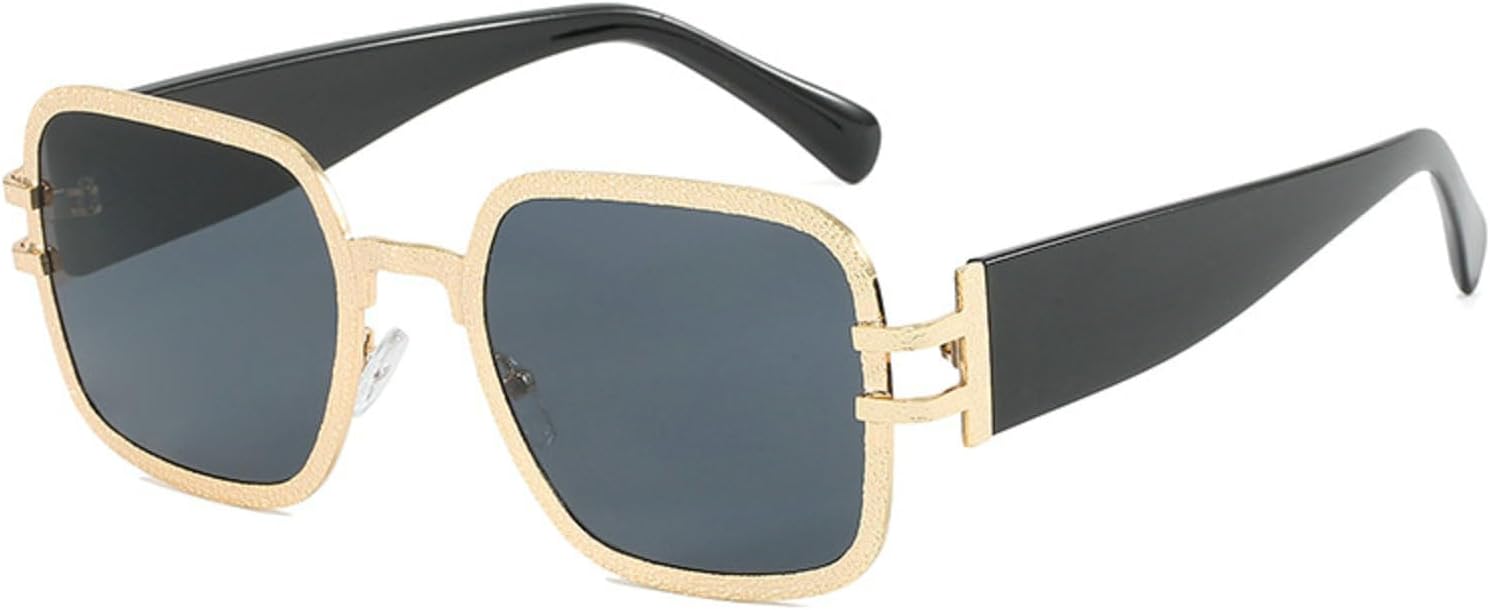 

Модные солнцезащитные очки большого размера в квадратной металлической оправе для женщин и мужчин, с плоскими зеркальными линзами и защитой от УФ-излучения. Стильные солнцезащитные очки mincl, Gold Gray