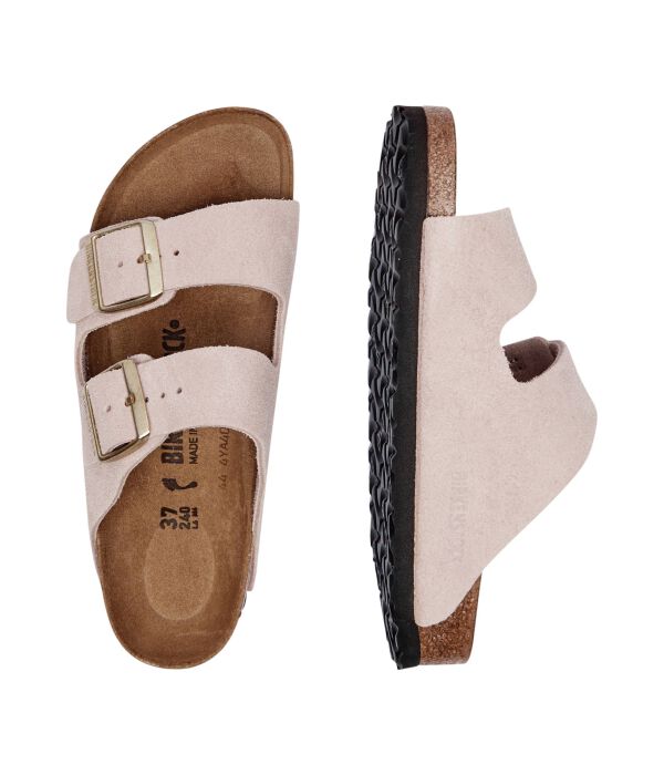 Тапочки кожаные Birkenstock Arizona Leve, розовый — фото 4