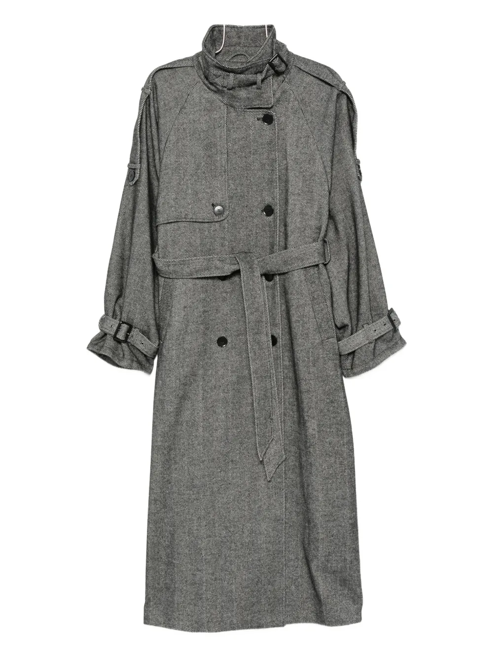 

Пальто с поясом в елочку Gestuz, черный