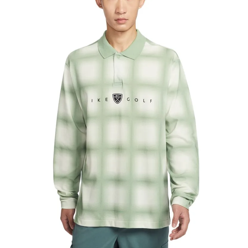 Мужская поло для гольфа с длинным рукавом свободного кроя Fairway Fresh Dri-FIT Nike, Green/White Color