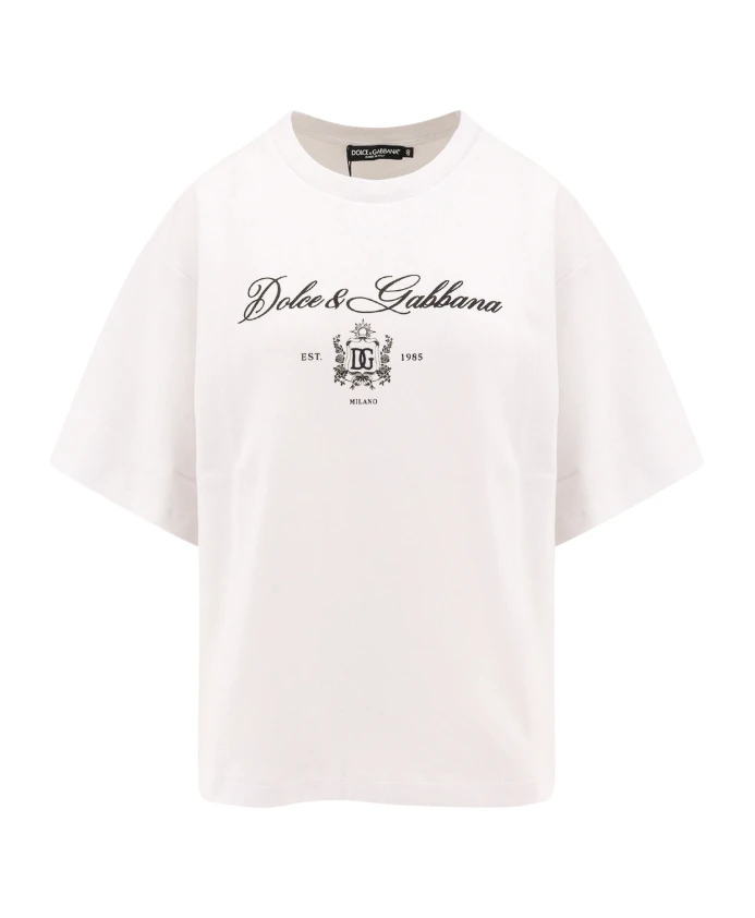 

Футболка в рубчик с монограммой и логотипом Dolce & Gabbana, белый