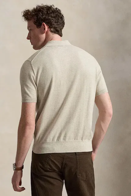 Свитер с коротким рукавом классический Polo Ralph Lauren, бежевый — фото 2