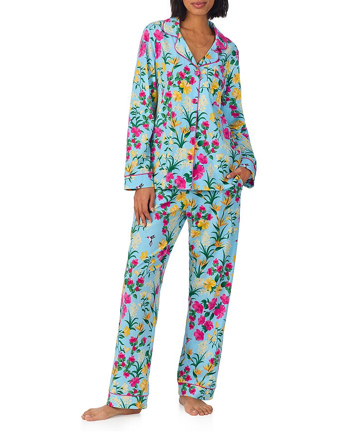 

Печатный трикотажный комплект пижамы с длинным рукавом BedHead Pajamas, синий