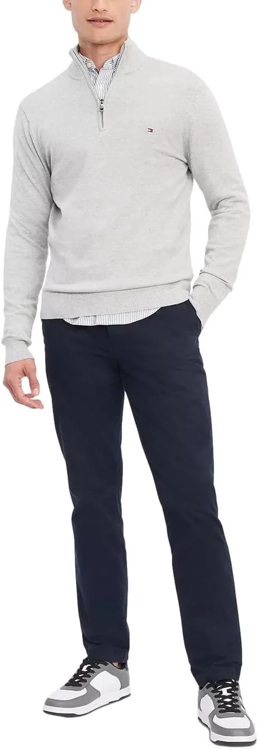 Толстовка Tommy Hilfiger мужская с молнией на 1/4 и воротником-стойкой, LiteGrey, M — фото 2