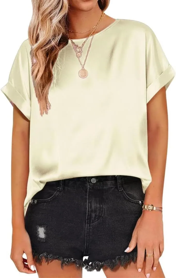 

Женская блузка с коротким рукавом из сатина