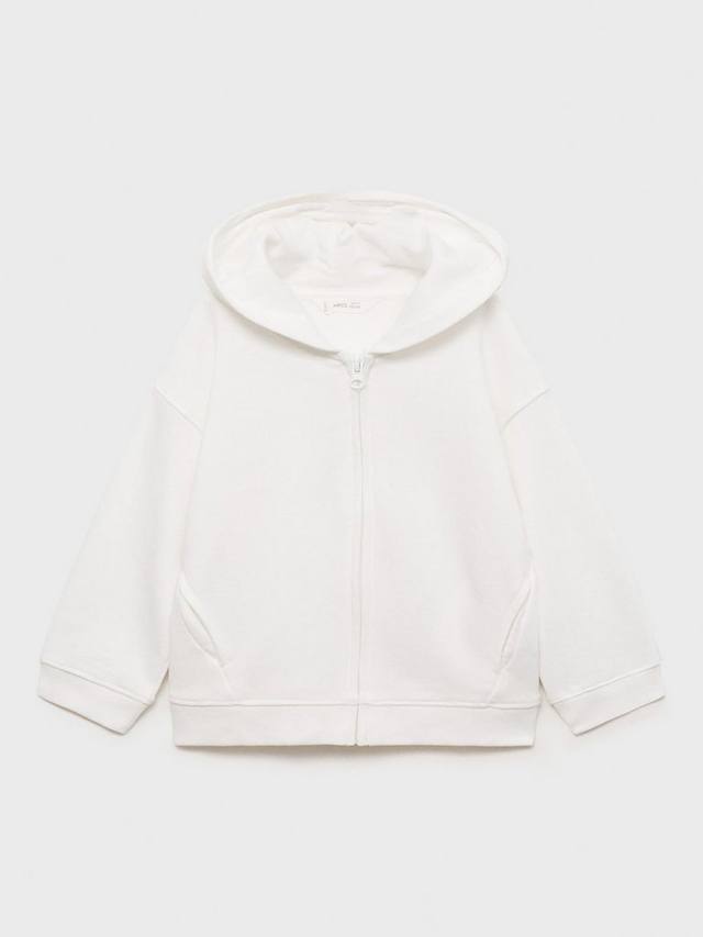 

Детская толстовка с капюшоном уши дины на молнии Mango, цвет Natural White