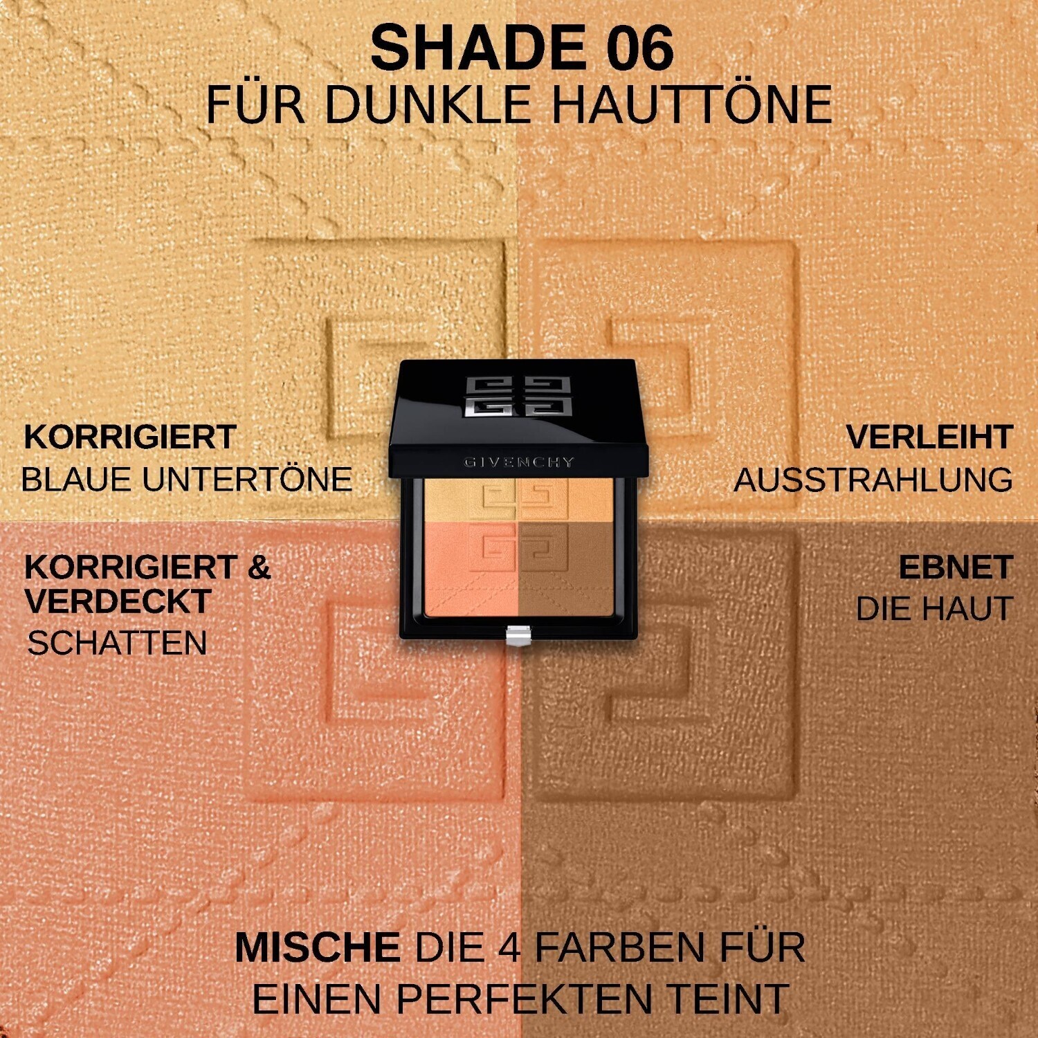 Пудра для лица prisme libre 4-color pressed powder Givenchy, n06 - organza ambré, вес 7 гр. — фото 3