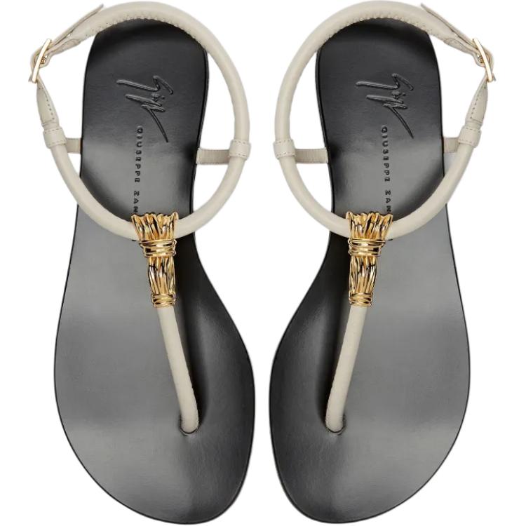 Giuseppe Zanotti Женские кожаные сандалии на плоской подошве — фото 4