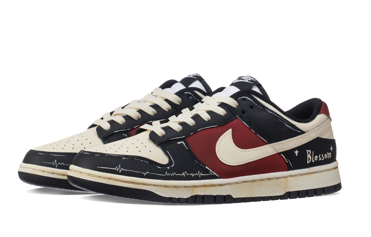 Кроссовки Nike Dunk Skateboarding Shoes Unisex Low-top Beige/Black/Red, бежевый/черный/красный — фото 3