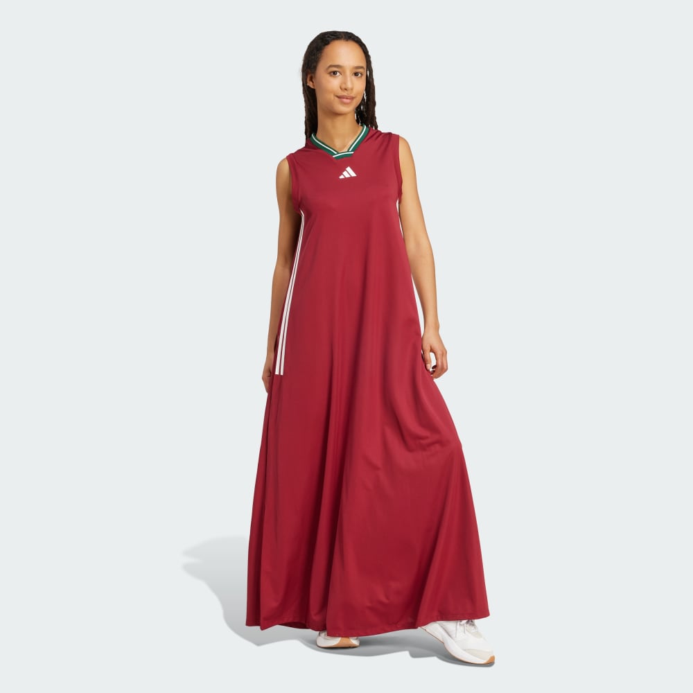 

Платье Adidas Tiro Cut 3-Stripes Soft Mesh Long Dress, цвет Collegiate Burgundy/White/Dark Green