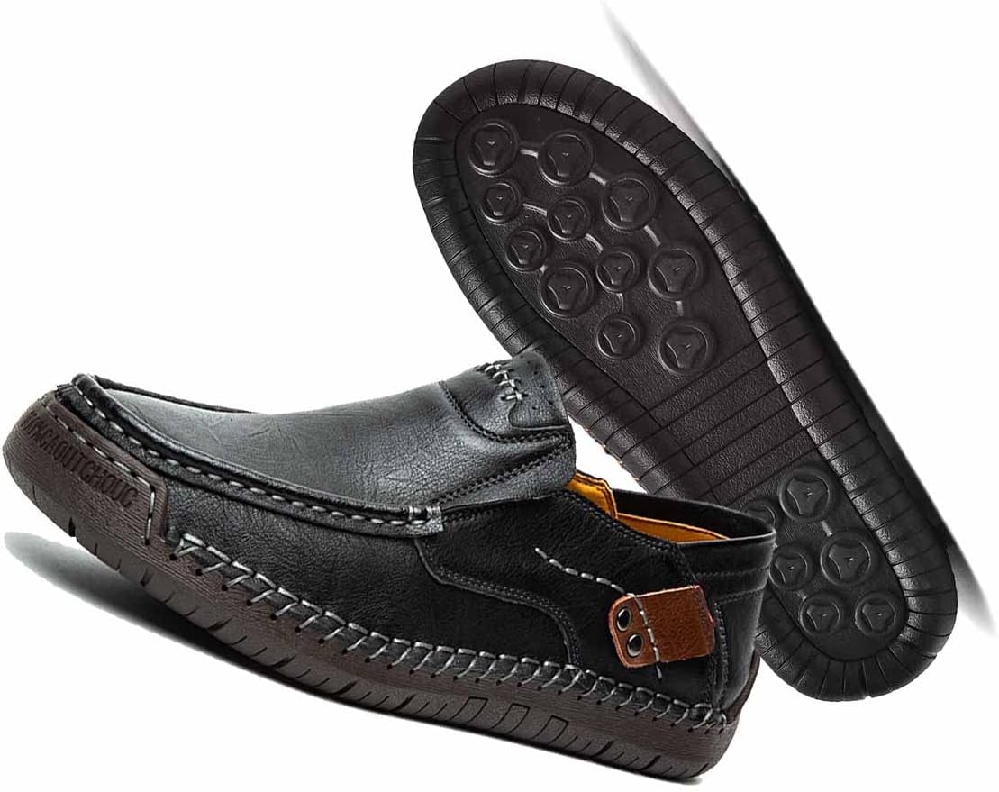 

Мужские повседневные кожаные слипоны, дышащие удобные прогулочные туфли, офисные и водительские слипоны Msyingl, черный