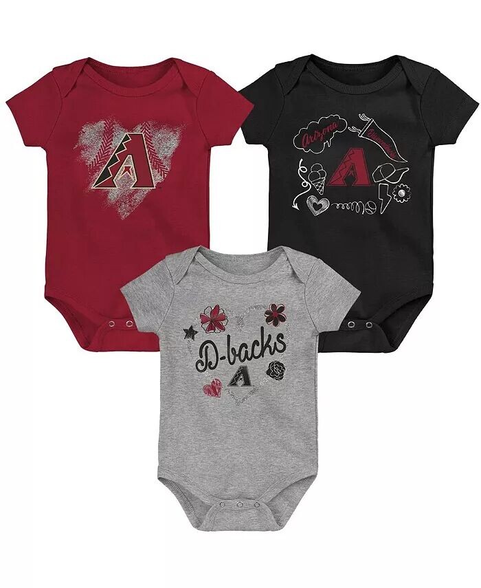 

Комплект из 3 боди для мальчиков и девочек Arizona Diamondbacks Batter Up, красный, черный, серый Outerstuff
