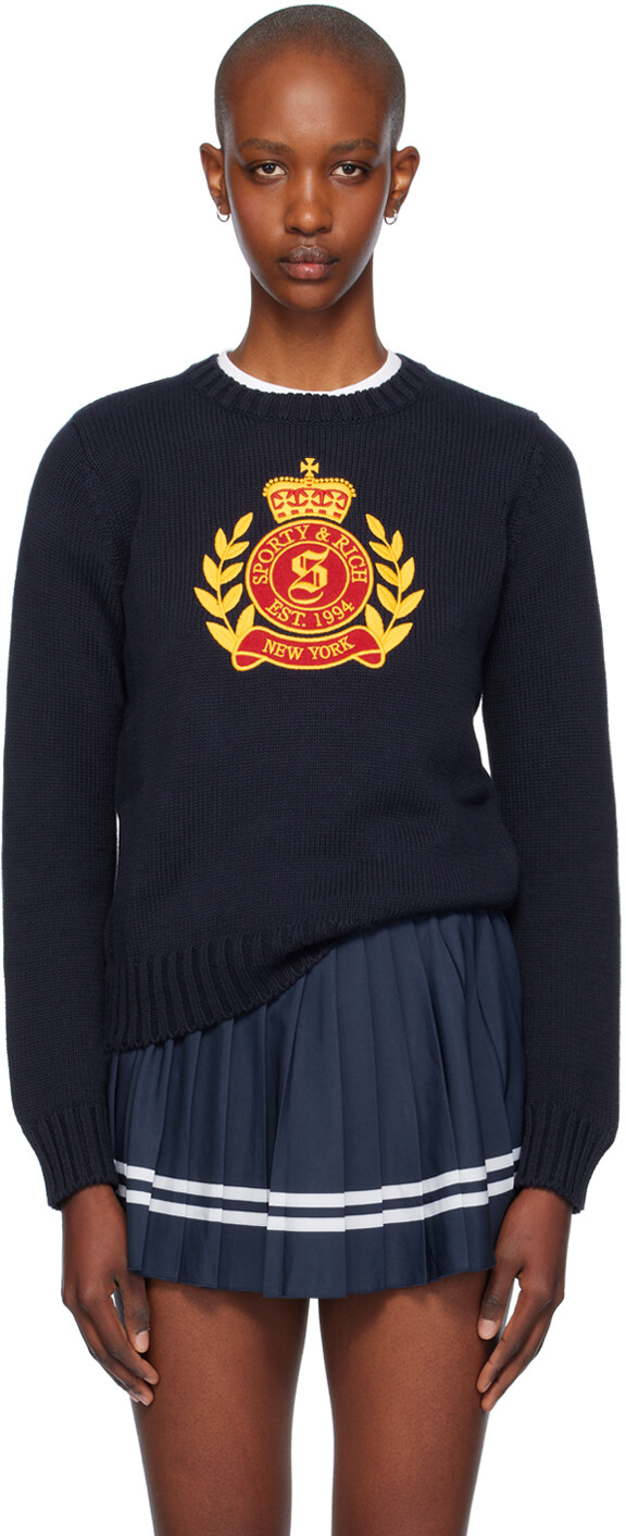 

Вязаный свитер с круглым вырезом Navy NY Crest Sporty & Rich