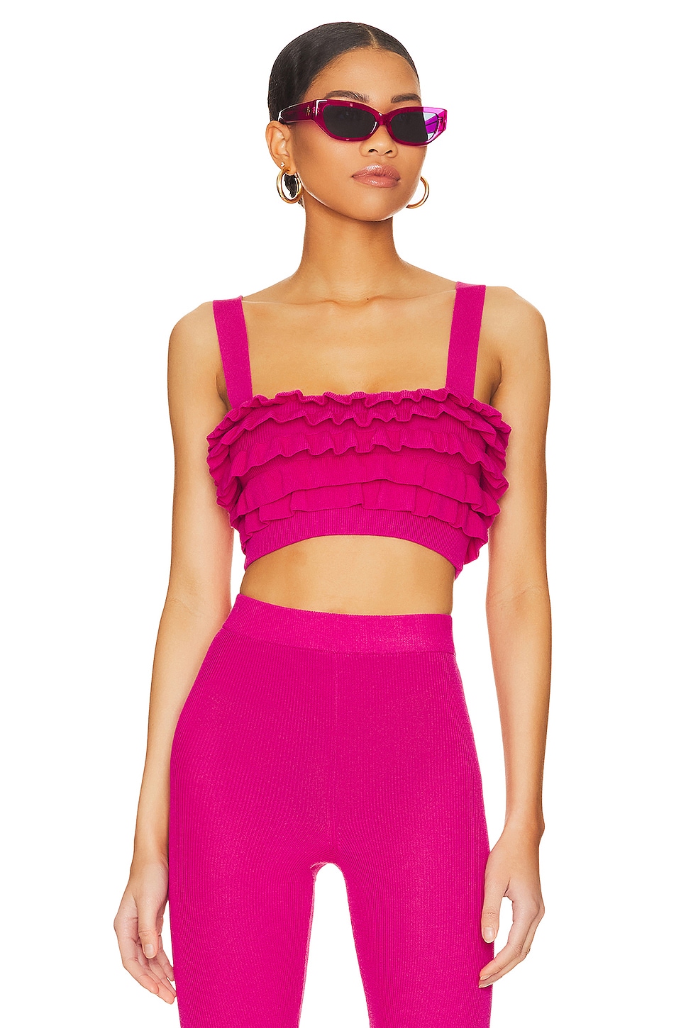 

Топ Lovers and Friends Razi Ruffle Knit Crop, цвет Hot Pink