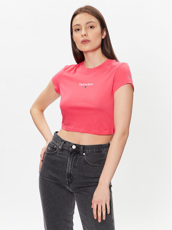 

Укороченная футболка Tommy Jeans, розовый