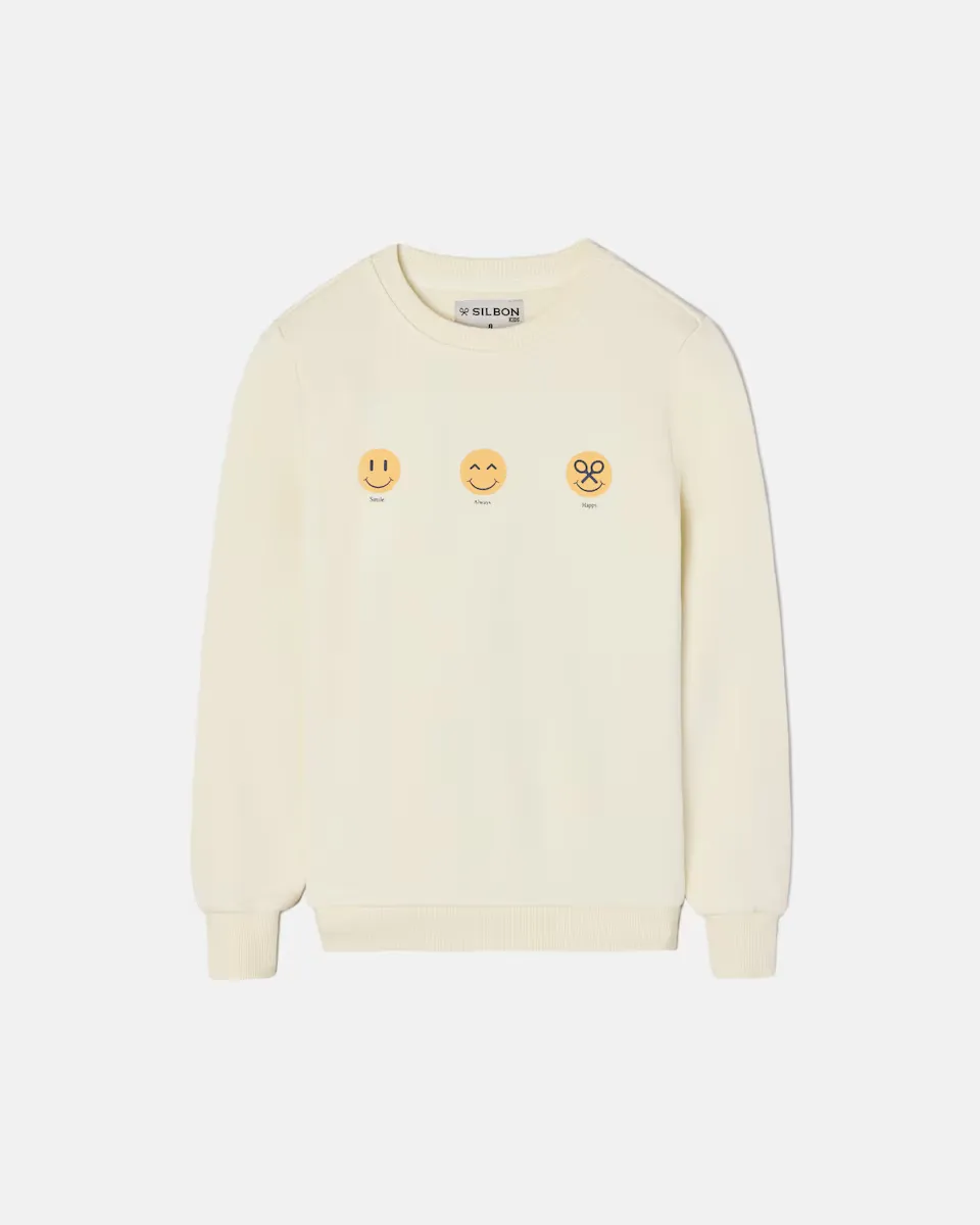 

Детская толстовка с круглым вырезом Mini Smiles Silbon, кремовый