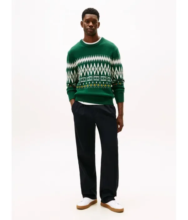 Шерстяной свитер loose fit Tommy Hilfiger, зеленый — фото 2