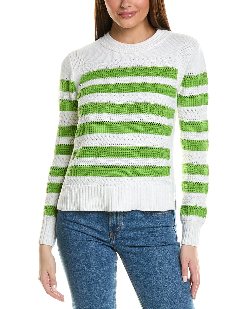 

Осенний свитер из кашемира с комбинированной вязкой Autumn Cashmere, белый