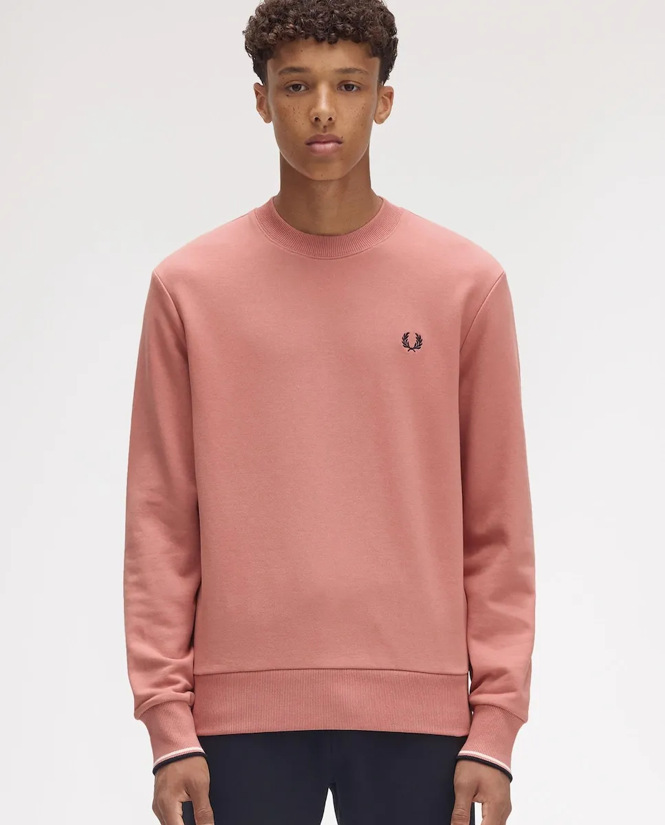 

Мужская толстовка с круглым вырезом и отделкой в виде двух полос Fred Perry, светло-розовый