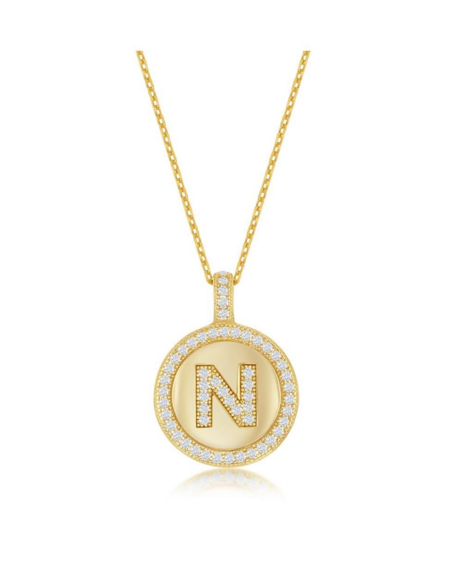 

Колье из стерлингового серебра с золотым покрытием и микропаве из циркония в форме круга с инициалами Simona, Gold n