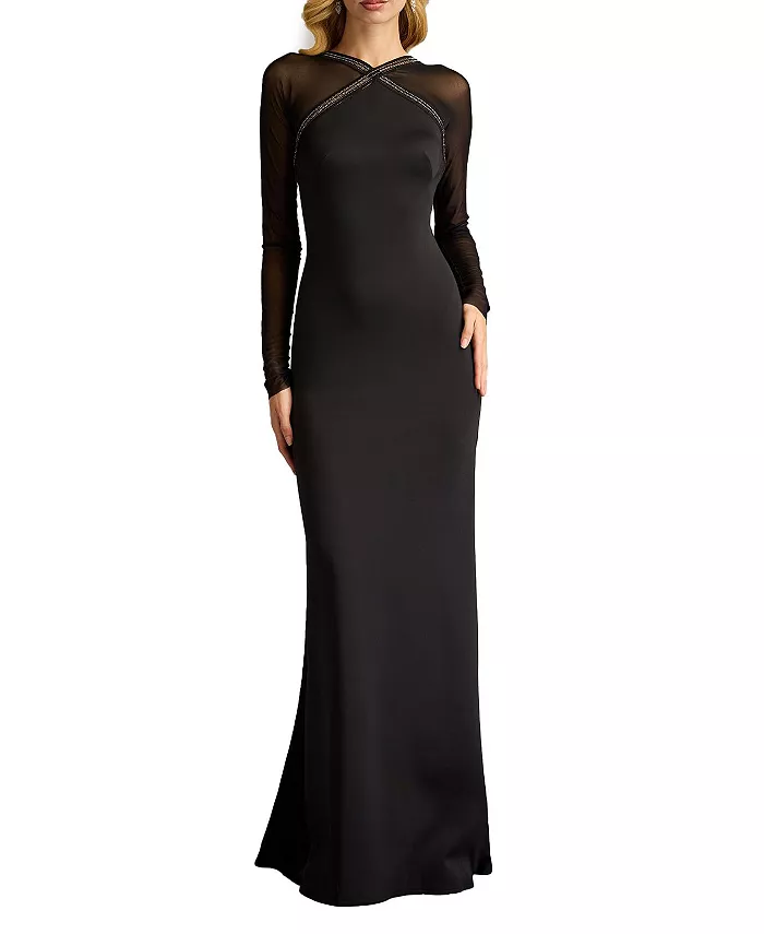 

Женское платье Savoy с прозрачными рукавами Tadashi Shoji, черный