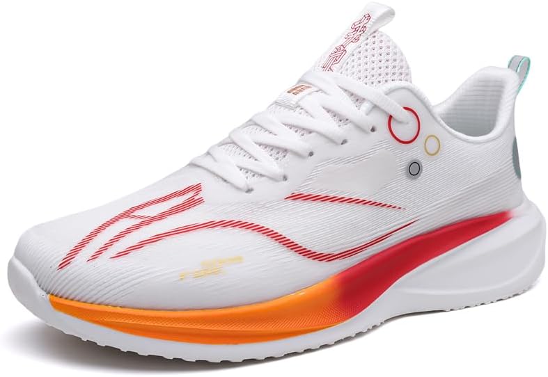 

Мужские вязаные дышащие кроссовки с сеткой и шнуровкой, нескользящие легкие спортивные туфли, подходящие для ежедневной носки, путешествий, прогулок и игры в бадминтон Igzbibg, оранжевый