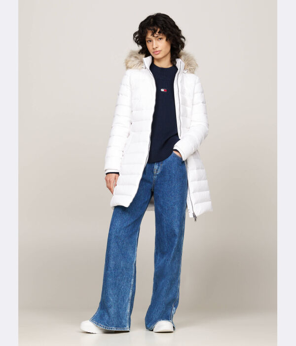 

Пуховик Tommy Jeans Slim Fit с меховым капюшоном, белый