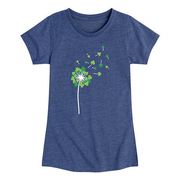 

Футболка с принтом для девочек 7-16 лет shamrock dandelion Licensed Character, Heather Navy