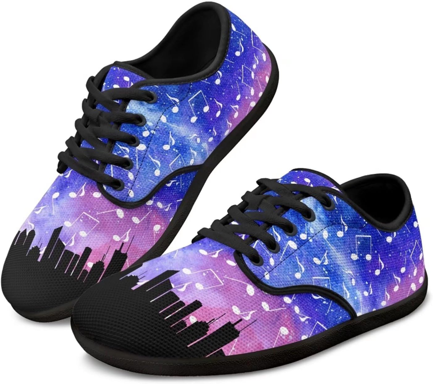 

Мужские кроссовки для ходьбы Jeiento Music Theme Hike Barefoot Shoes, женские и мужские кроссовки Grounded Footwear Barefoot, Music Notes Galaxy