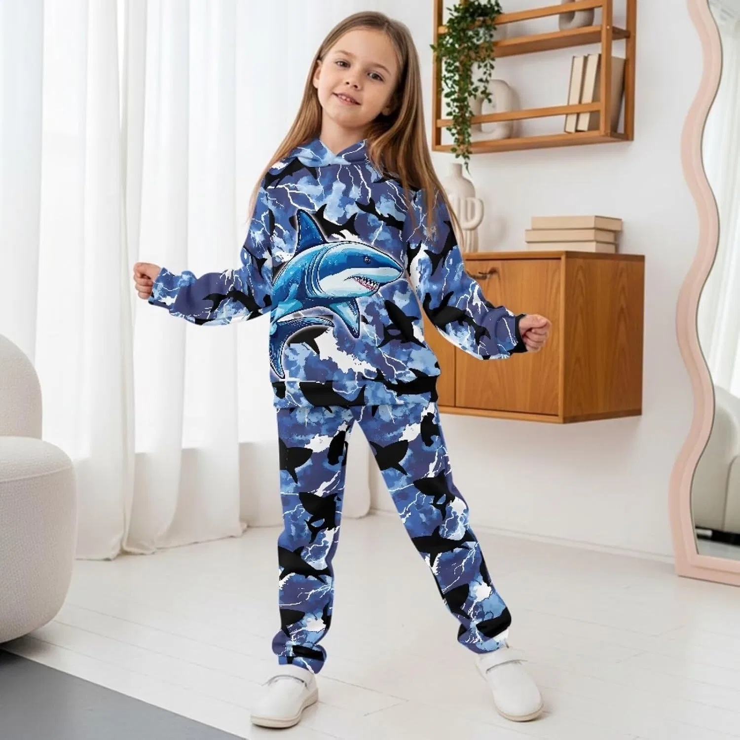 Детский спортивный костюм из флиса DISNIMO, Camo Shark Blue — фото 4